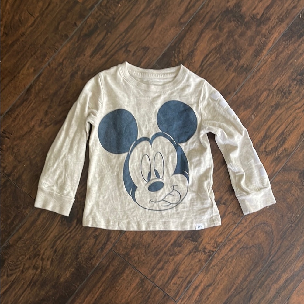 Disney Kids Mickey Mouse Cream Long Sleeve Shirt